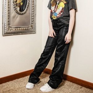 Magaschoni black satiny striped trousers size 4